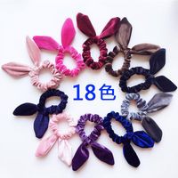 New Fashion Gold Velvet Steel Silk Rabbit Ear Flannel Korean Simple Fashion Cheap Hair Ring Wholesale main image 1