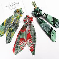 New Fashion Banana Leaf Ribbon Print Scarf Square Scarf Cheap Hair Circle Wholesale main image 2