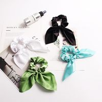 New Fashion Fabric Hair Ring Satin Solid Color Rabbit Ear Cheap Hair Ring Wholesale main image 1