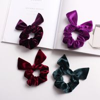 New Fashion Pointed Rabbit Ears Velvet Bow Cheap Hair Rope Wholesale main image 5