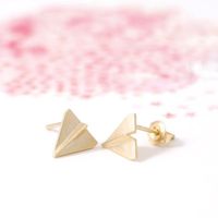 New Cute Mini Airplane Earrings Alloy Plated Gold Silver Paper Airplane Earrings Wholesale main image 1