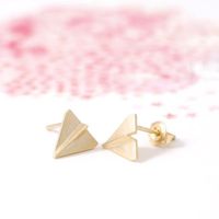 New Cute Mini Airplane Earrings Alloy Plated Gold Silver Paper Airplane Earrings Wholesale main image 2