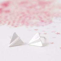 New Cute Mini Airplane Earrings Alloy Plated Gold Silver Paper Airplane Earrings Wholesale main image 5