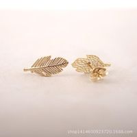 Commerce Extérieur Populaire Style De Mode Plume Forme Feuilles Oreille Goujons Alliage Placage Or Argent Rose Couleur Feuille-shapepd Boucles Boucles D'oreilles Usine Ventes Directes main image 4