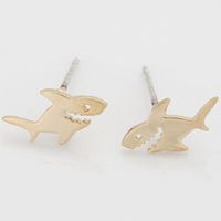 New Fashion Small Shark Alloy Color Retaining Electroplated Animal Earrings Shark Earrings Wholesale main image 1