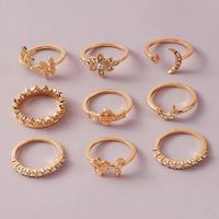 New Fashion Moon Star Leaf Leaf Rose Diamond Crown 9 Nine Set Ring Set Wholesale main image 3