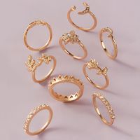 New Fashion Moon Star Leaf Leaf Rose Diamond Crown 9 Nine Set Ring Set Wholesale main image 4