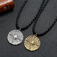 Vintage Pirate Mythical Rune Carving Weapon Shield Pendant Necklace main image 2