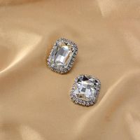 New Fashion Diamond Rhinestone Rhinestone Rectangular Gem Earrings Wholesale main image 3