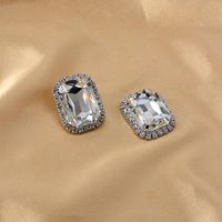 New Fashion Diamond Rhinestone Rhinestone Rectangular Gem Earrings Wholesale main image 4