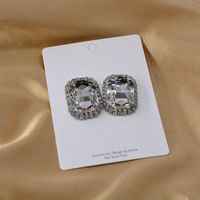 New Fashion Diamond Rhinestone Rhinestone Rectangular Gem Earrings Wholesale main image 5