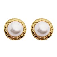 New Simple Sense Simple Button Shape Pearl Earrings Women Wholesale main image 5