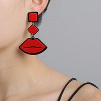 New Fashion Exaggerated Red Lip Earrings Wholesale main image 2