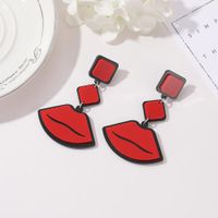 New Fashion Exaggerated Red Lip Earrings Wholesale main image 4
