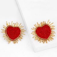 New Jewelry Earrings Love Peach Heart Beads Earrings main image 3