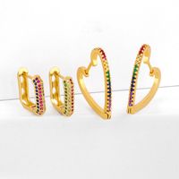 Geometric Love Earrings Peach Heart Earrings With Colored Cubic Zirconia Stud Earrings main image 1