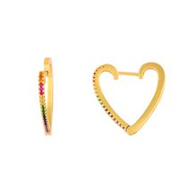 Geometric Love Earrings Peach Heart Earrings With Colored Cubic Zirconia Stud Earrings main image 6