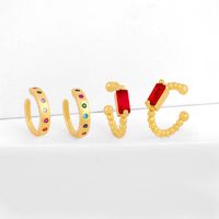 Fashion C Shape Artificial Gemstones Earrings In Bulk main image 2