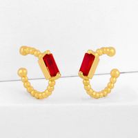 Fashion C Shape Artificial Gemstones Earrings In Bulk main image 4