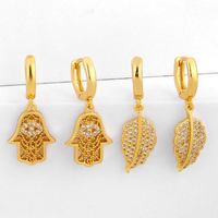 Earrings Leaf Earrings For Women Shiny Leaf Rhinestone Diamond Stud Earrings main image 1