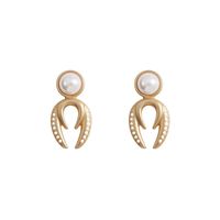 New Jewelry Pearl Earrings Geometric Matte S925 Silver Pin Earrings main image 4