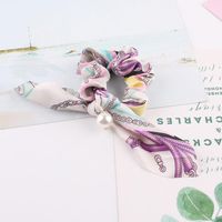 New Fashion Sweet Floral Hair Ring Big Bow Long Ribbon Rabbit Ear Cheap Hair Rope Wholesale sku image 6