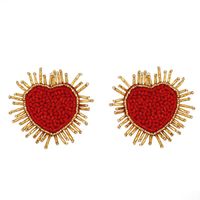 New Jewelry Earrings Love Peach Heart Beads Earrings sku image 2