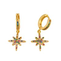 Star And Moon Earrings For Women Micro-inlaid Colored Zircon Six-pointed Star Stud Earrings sku image 1