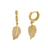 Earrings Leaf Earrings For Women Shiny Leaf Rhinestone Diamond Stud Earrings sku image 1