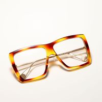 Oversized Frame Half Metal Retro Flat Lens Korean Square Glasses Wholesale main image 3