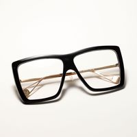 Oversized Frame Half Metal Retro Flat Lens Korean Square Glasses Wholesale main image 5