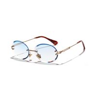 Vintage Oval Sunglasses Crystal Texture Glasses Frameless Sunglasses main image 3