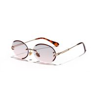Vintage Oval Sunglasses Crystal Texture Glasses Frameless Sunglasses main image 4