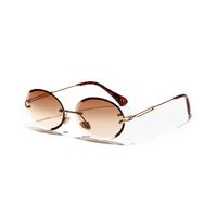 Vintage Oval Sunglasses Crystal Texture Glasses Frameless Sunglasses main image 5