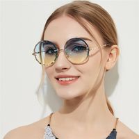 New Fashion Frameless Round Retro Glasses Transparent Color Lens Sunglasses main image 2