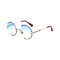 New Fashion Frameless Round Retro Glasses Transparent Color Lens Sunglasses main image 3