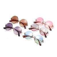 New Fashion Frameless Round Retro Glasses Transparent Color Lens Sunglasses main image 6