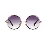 New Fashion Frameless Round Retro Glasses Transparent Color Lens Sunglasses sku image 6