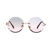 New Fashion Frameless Round Retro Glasses Transparent Color Lens Sunglasses sku image 7
