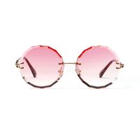 New Fashion Frameless Round Retro Glasses Transparent Color Lens Sunglasses sku image 8