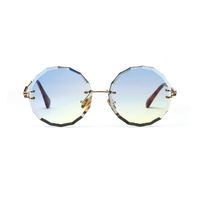 New Fashion Frameless Round Retro Glasses Transparent Color Lens Sunglasses sku image 9
