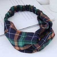 Fashion Sweet Wide-sided Checkered Pattern Simple Cross Elastic Wild Wide-edge Hair Accessories Cheap Hair Band Wholesale main image 2