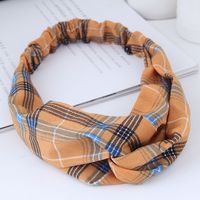 Fashion Sweet Wide-sided Checkered Pattern Simple Cross Elastic Wild Wide-edge Hair Accessories Cheap Hair Band Wholesale main image 5