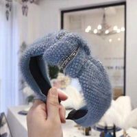 Korean New Style Hair Accessories Knitted Plush Knotted Diamond Wide Edge Wide Edge Cheap Hair Hoop Wholesale main image 3