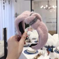 Korean New Style Hair Accessories Knitted Plush Knotted Diamond Wide Edge Wide Edge Cheap Hair Hoop Wholesale main image 6