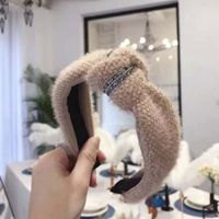Korean New Style Hair Accessories Knitted Plush Knotted Diamond Wide Edge Wide Edge Cheap Hair Hoop Wholesale main image 8