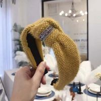 Korean New Style Hair Accessories Knitted Plush Knotted Diamond Wide Edge Wide Edge Cheap Hair Hoop Wholesale sku image 2
