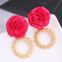 Yi Wu Jewelry Wholesale Fashion Wild Metal Ring Flowers Exaggerated Earrings sku image 1