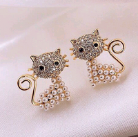 Yi Wu Jewelry Wholesale925 Silver Needle Korean Fashion Sweet Ol Wild Cute Cat Earrings main image 1