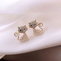 Yi Wu Jewelry Wholesale925 Silver Needle Korean Fashion Sweet Ol Wild Cute Cat Earrings sku image 1